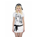 Original Anime Puff-Sleeve Top + Bodycon Skirt + Headband Three-Piece Set