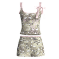 Original Design Cute Camo Lace Camisole, Shorts & Hat Slim Fit Set