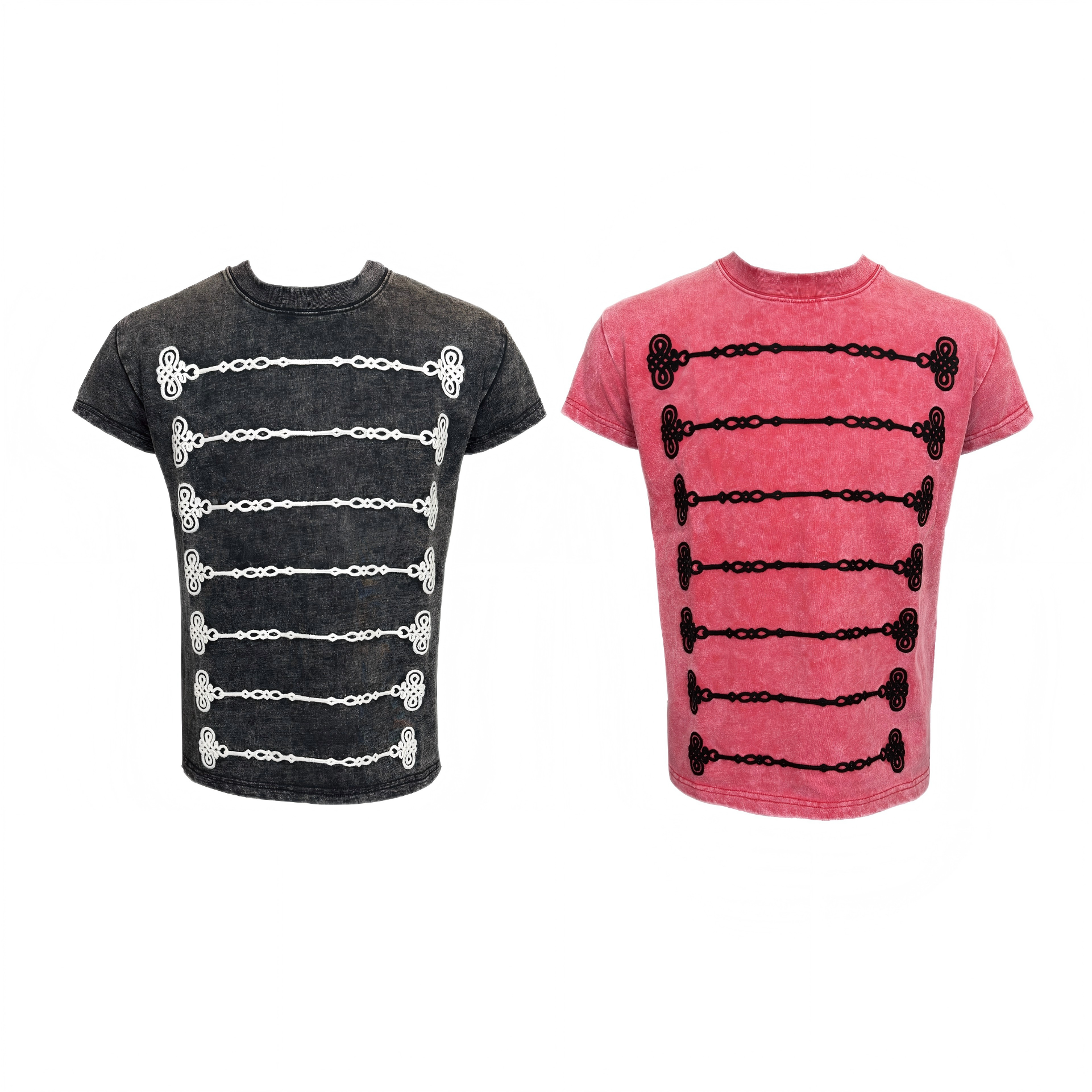 Regal Cord-Embroidered Washed T-Shirt – Slim Fit Unisex