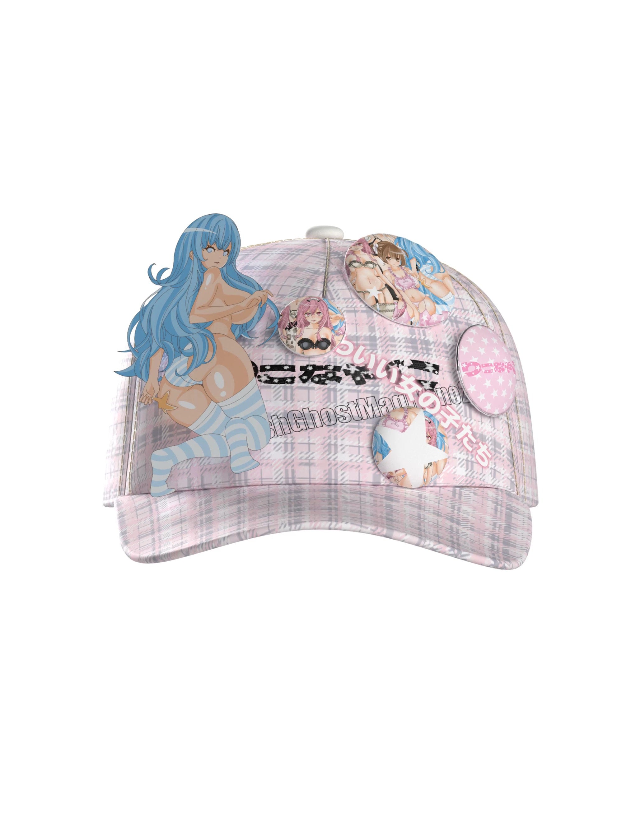 Anime Badge Detachable Baseball Cap with Adjustable Hat Size