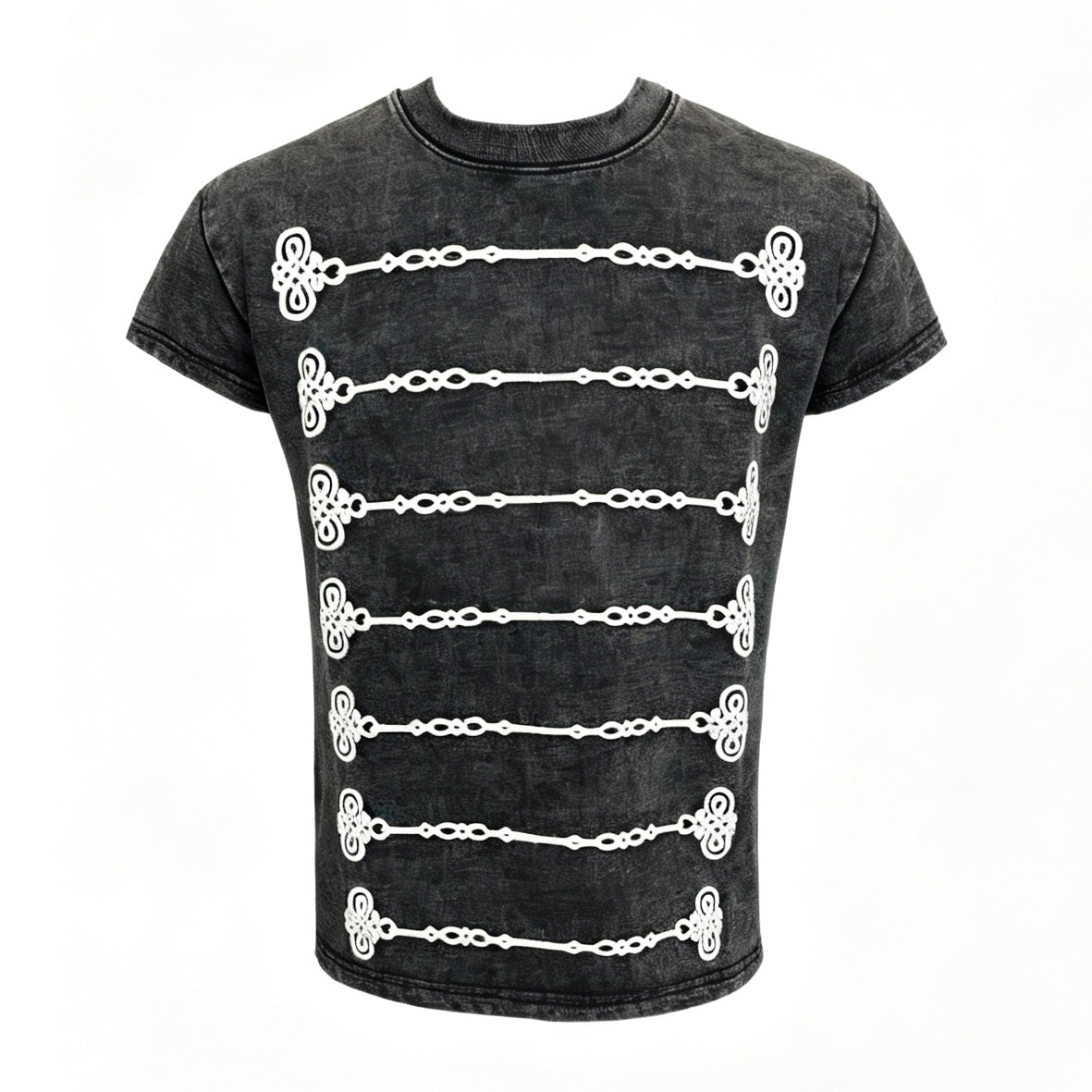 Regal Cord-Embroidered Washed T-Shirt – Slim Fit Unisex