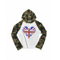 Camouflage Union Jack Square Rhinestone Hooded Waffle Raglan Long Sleeve Top – Unisex