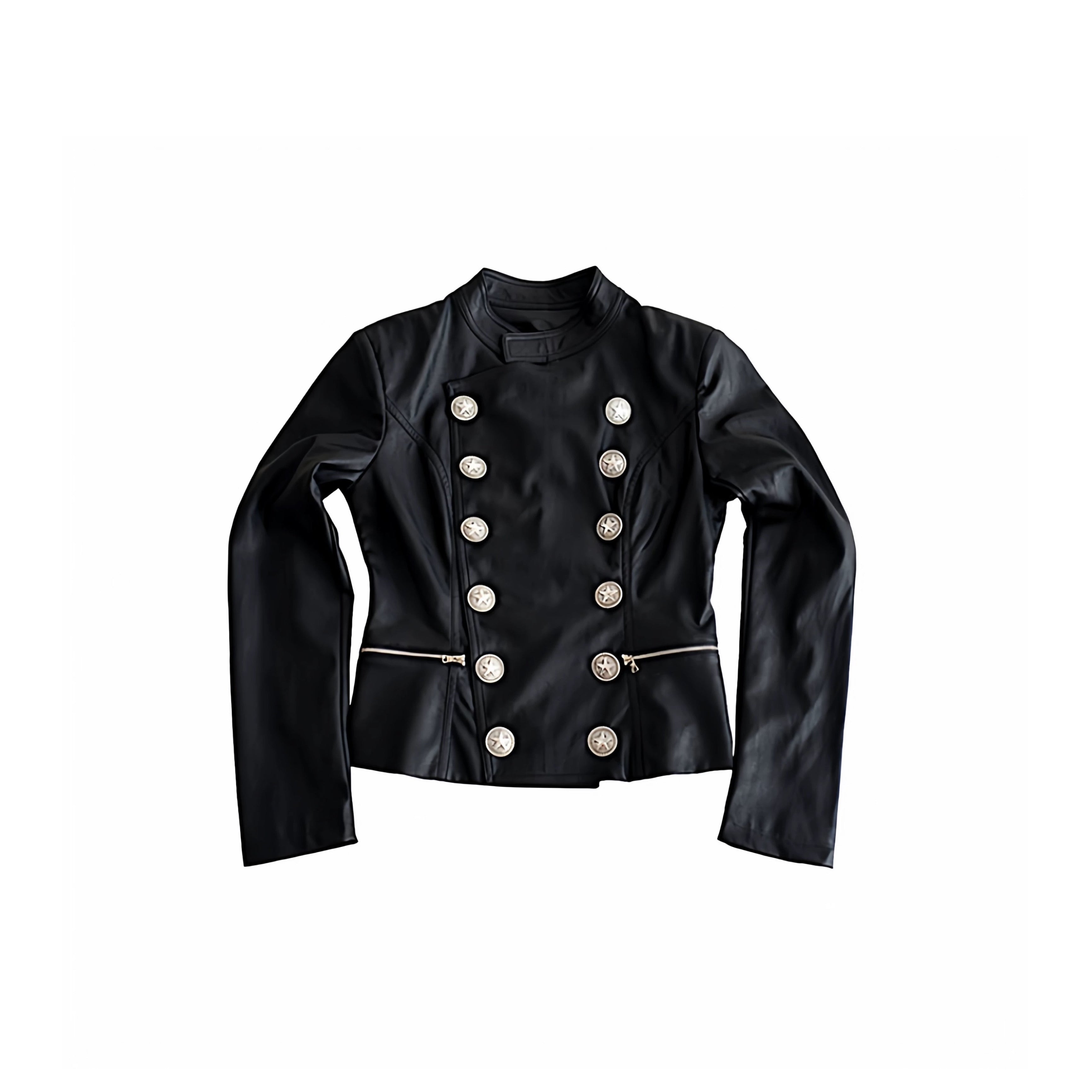 Unique Vintage Court Style Punk Leather Jacket with Designer Edge – Unisex
