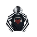 Subcultural Studded Headphone Striped Hooded Raglan Long Sleeve Top – Unisex