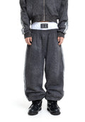 Leopard Print Gray Distressed Washed Sweatpants