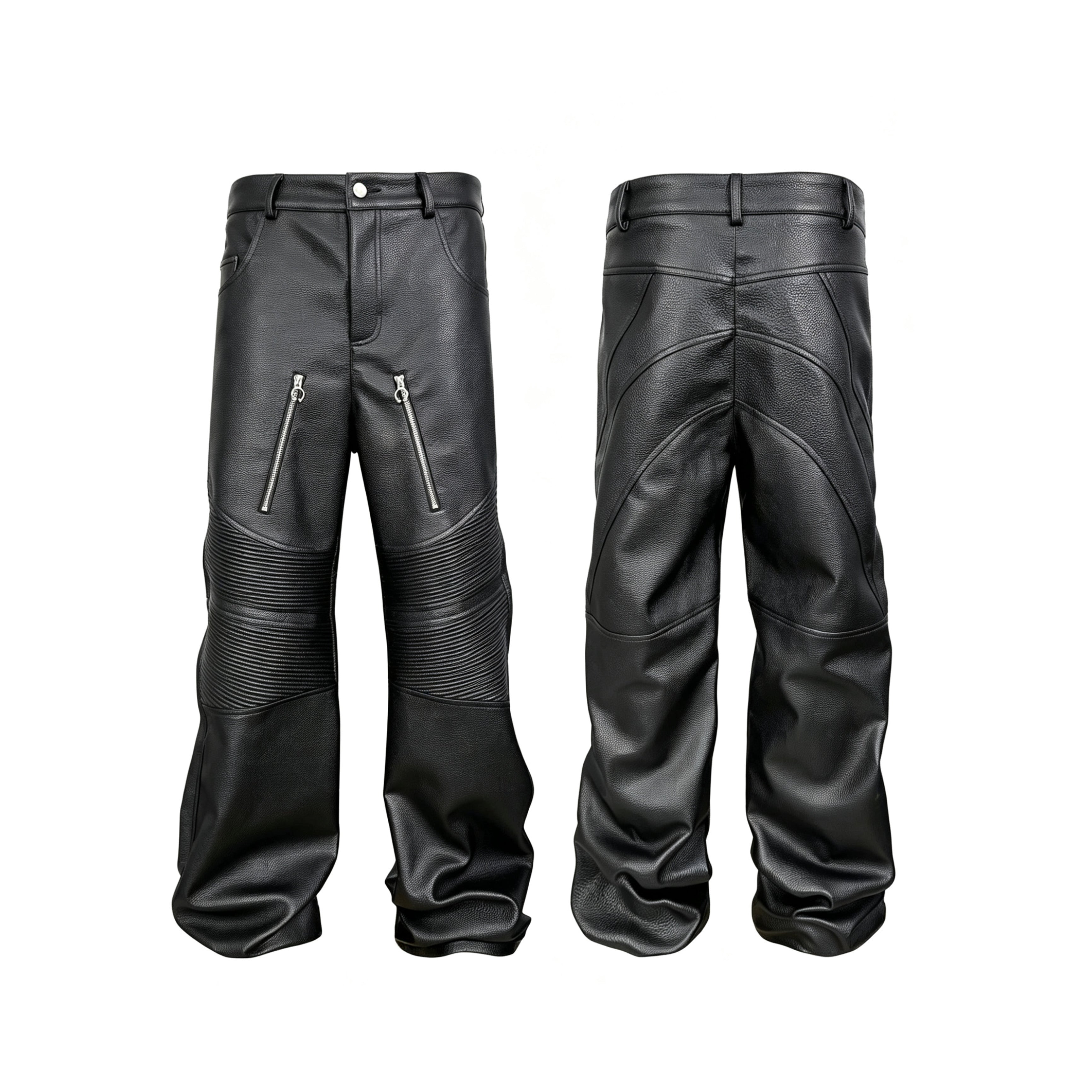 Biker Pebbled Leather Shirred Pants – Unisex