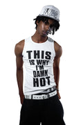 Unisex Ribbed Fitted Tank with Slogan Graphic, American Style