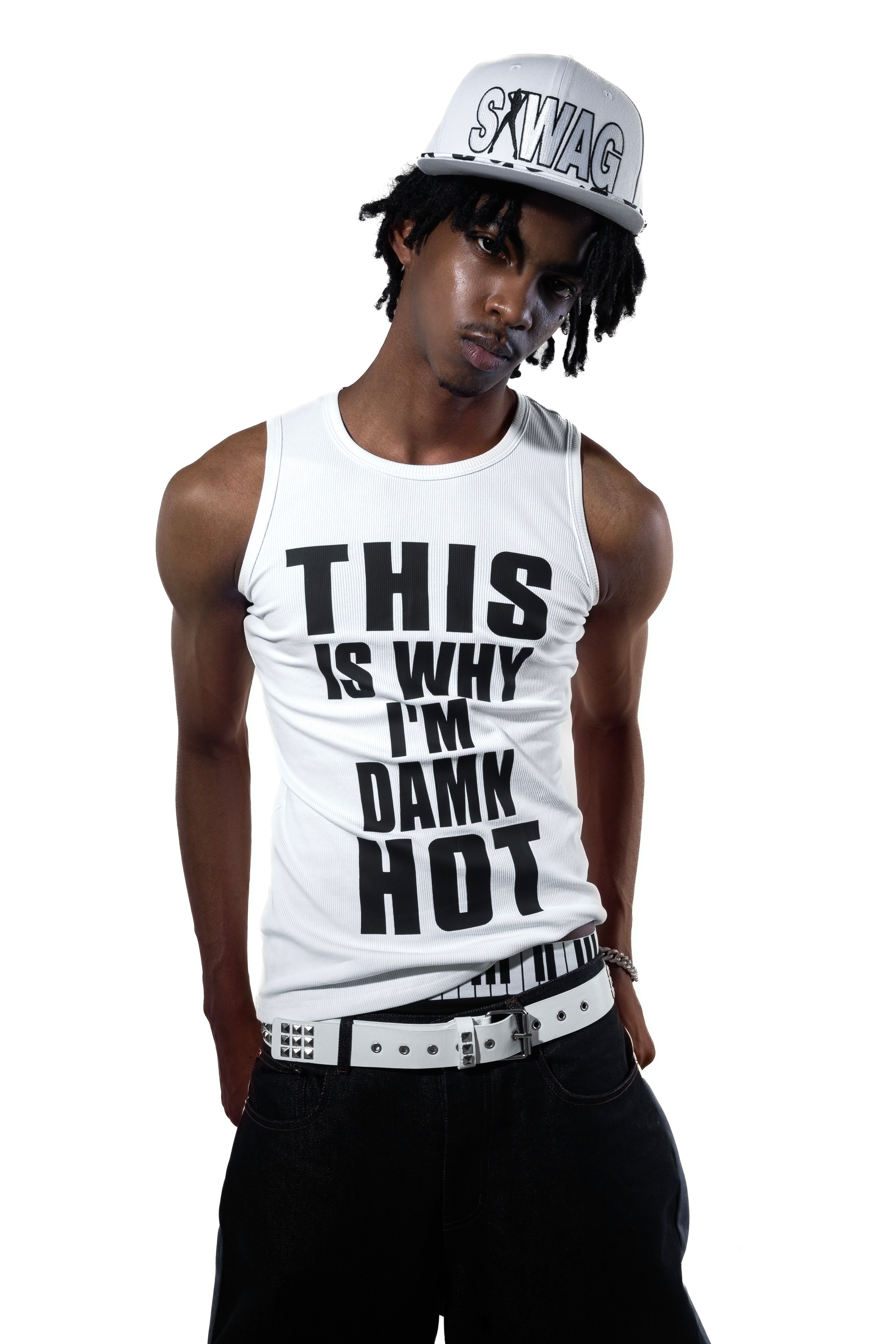 Unisex Ribbed Fitted Tank with Slogan Graphic, American Style