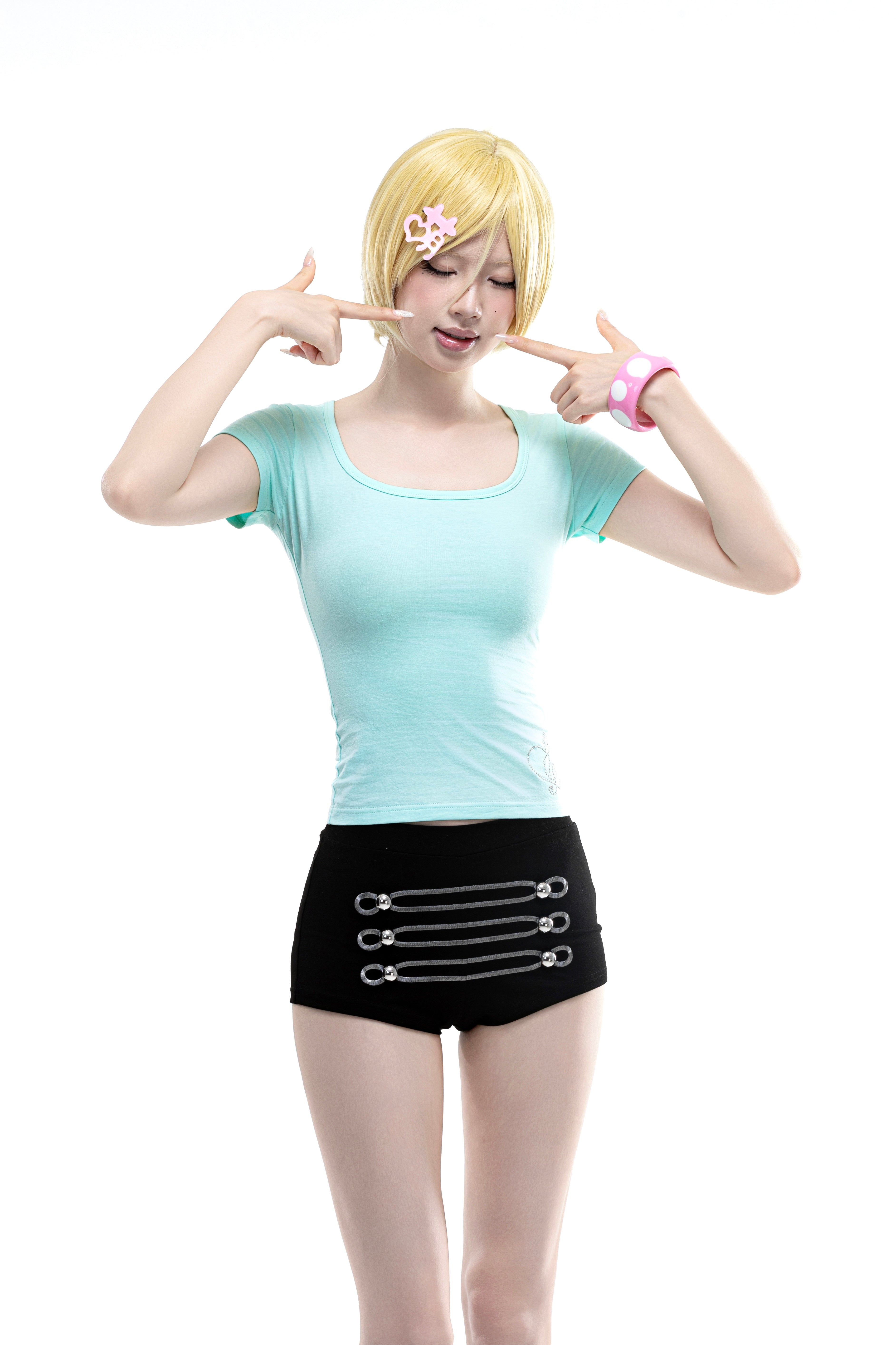 4-Color Mint-Toned Curved Square-Neck Fitted Short-Sleeve Top – Waist-Cinching & Slimming