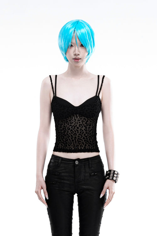 4-Color Patchwork Plunging Fake Two-Piece Punk Camisole