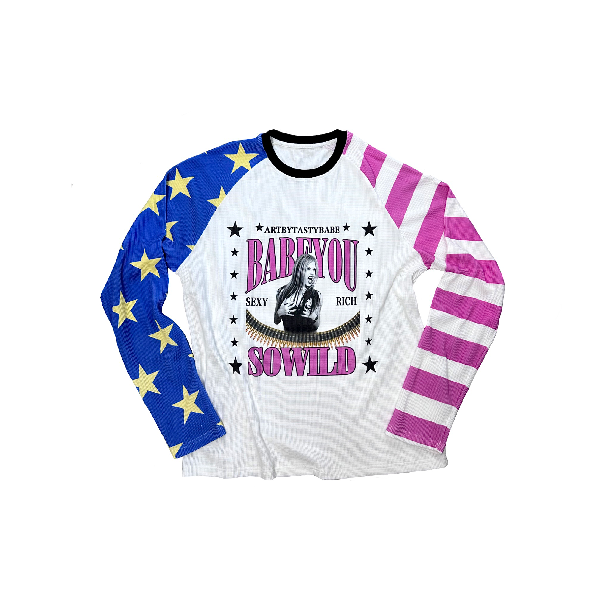 Waffle Knit Wild Girl Punk Raglan Long Sleeve Base Top – Unisex