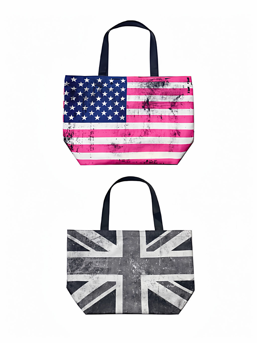 Distressed Flag Print Large Capacity Canvas Tote Bag