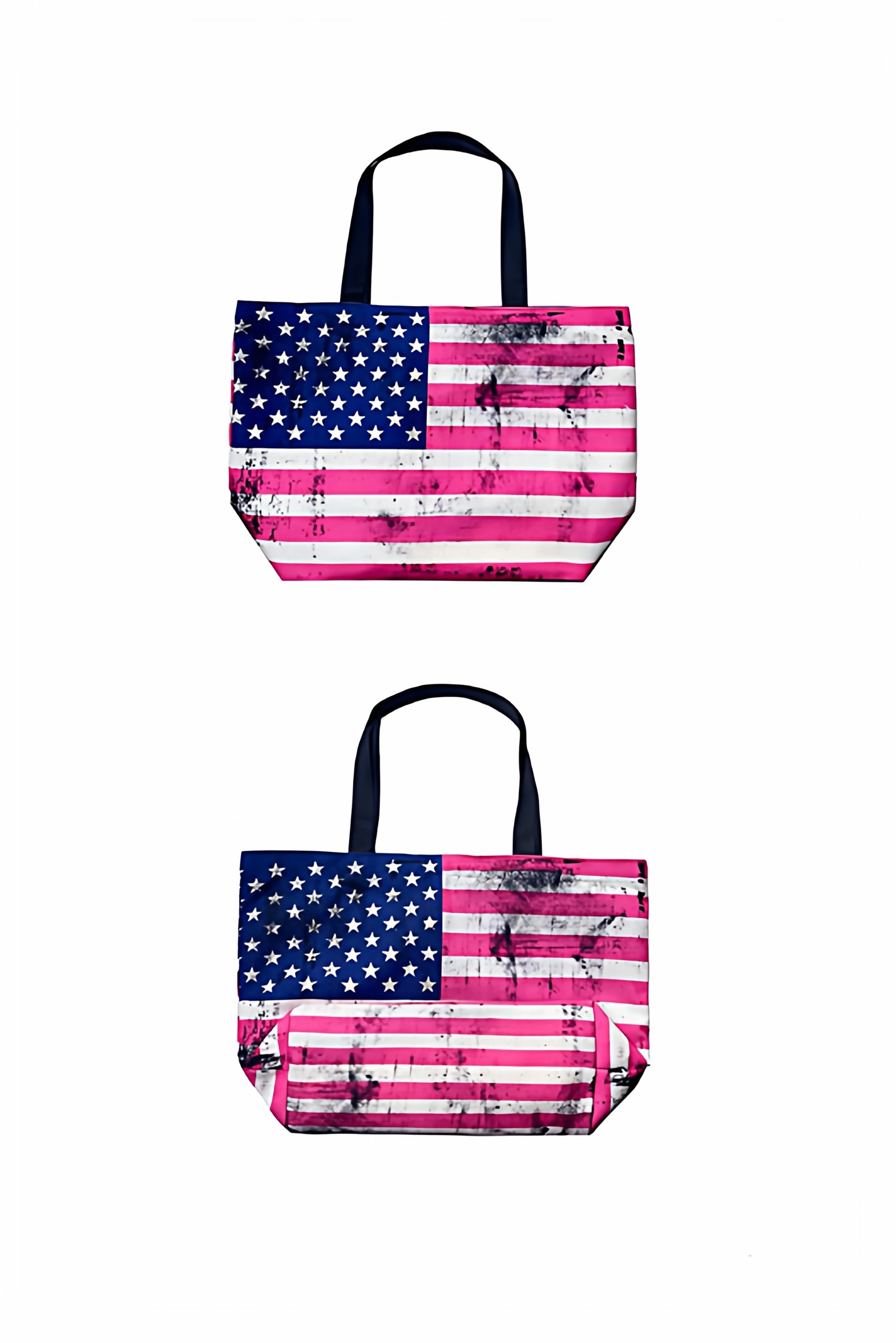 Distressed Flag Print Large Capacity Canvas Tote Bag