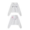 Women's Bow Parody Kitty Fleece-Lined Thick Winter Hoodie