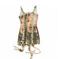 All-strap, super heavy-duty printed lace-up tank stretch bodycon dress