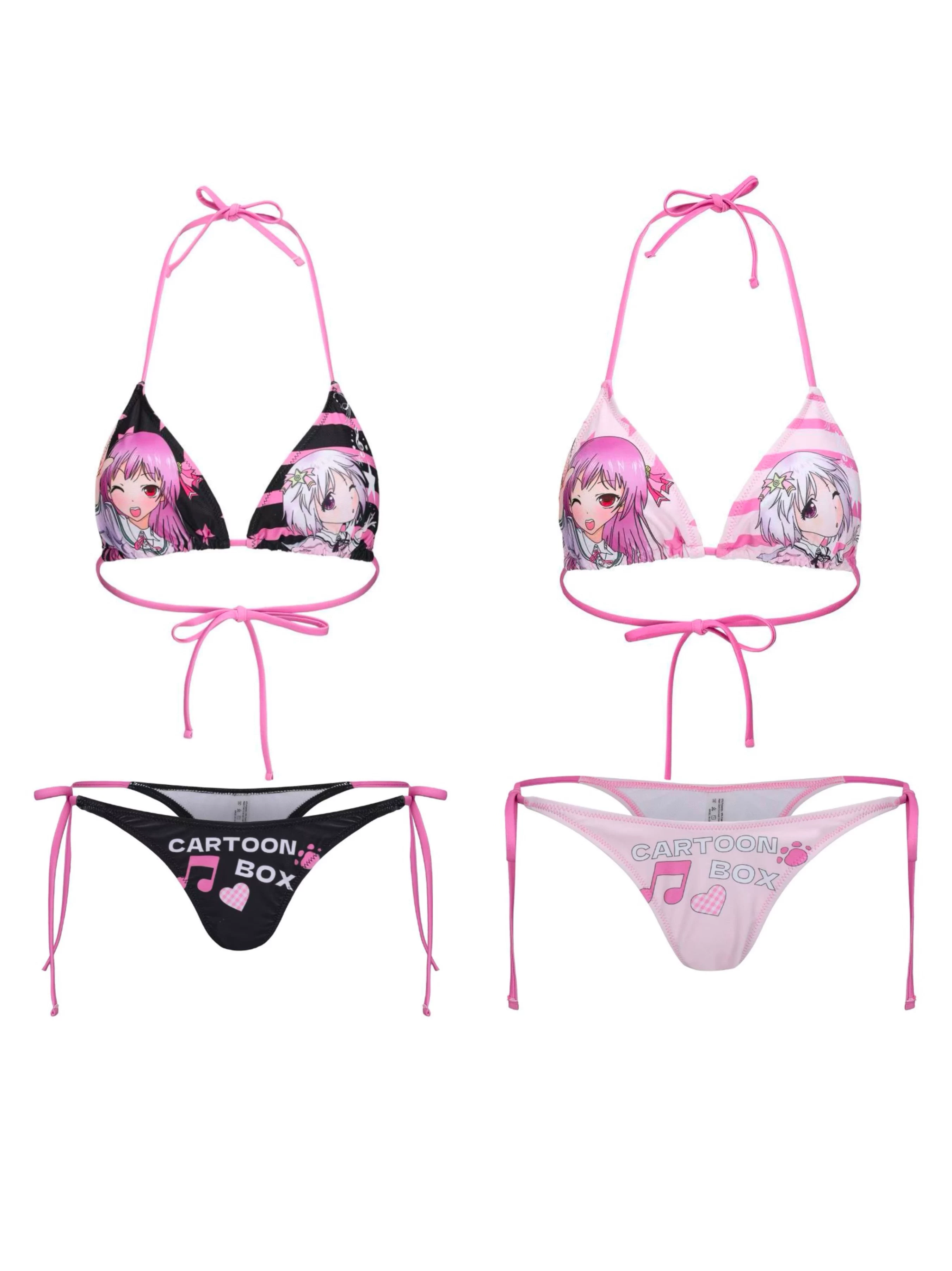 Summer beach, two-tone anime-style bikini