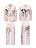 Anime-style all-over print pajama set with five-pointed stars and girl patterns